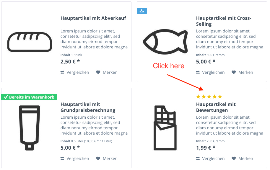 Bewertungen im Modal Fenster anzeigen