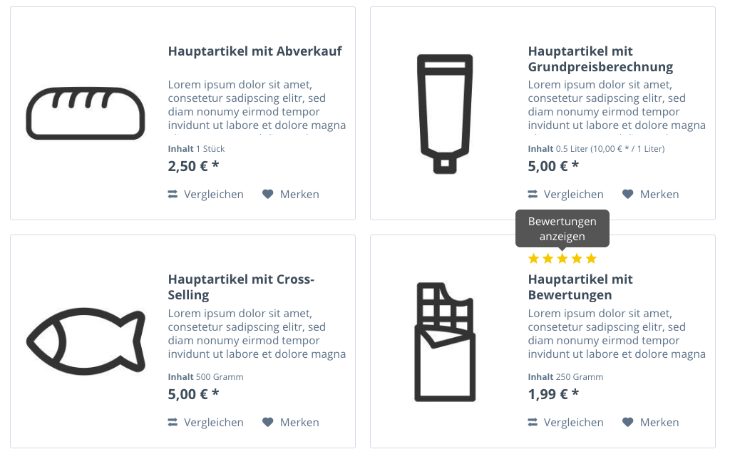 Bewertungen im Modal Fenster anzeigen